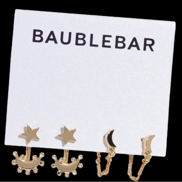 Bauble Bar Earrings Gold Cosmic Couple Earring Set Pierced Earrings Gold Tone - Picture 1 of 7
